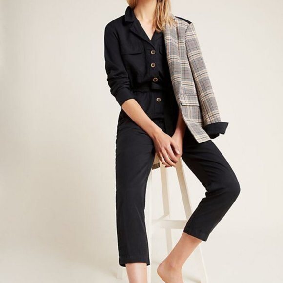 Black Anthropologie Sanctuary Button Down Belted Utility Jumpsuit (NWT) - Picture 2 of 4